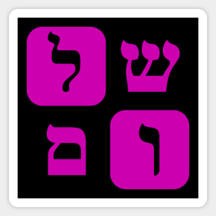 Hebrew Word for Peace Shalom Hebrew Letters Violet Grid Magnet